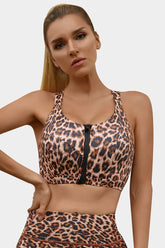 Vutru Leopard Print Zip Bra